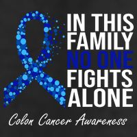 In This Family No One Fights Alone Colon Cancer Ribbon 25L Jumbo Tote