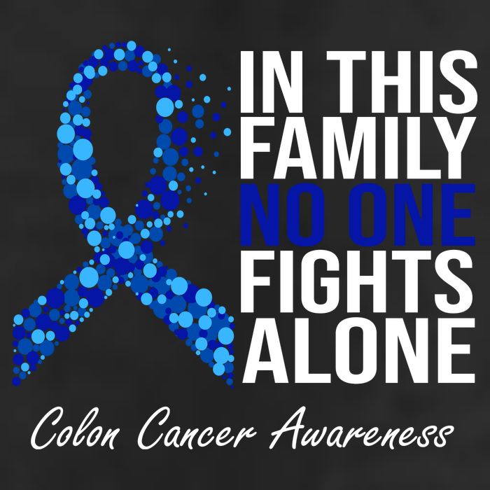 In This Family No One Fights Alone Colon Cancer Ribbon 25L Jumbo Tote