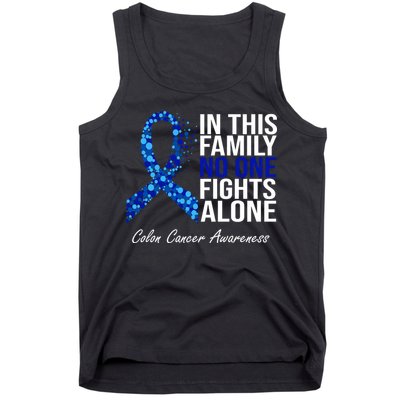 In This Family No One Fights Alone Colon Cancer Ribbon Tank Top