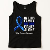 In This Family No One Fights Alone Colon Cancer Ribbon Tank Top