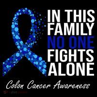 In This Family No One Fights Alone Colon Cancer Ribbon Tank Top