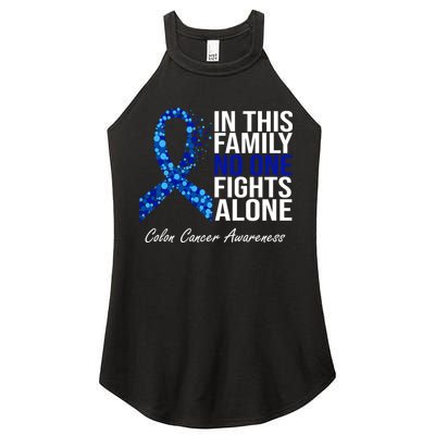 In This Family No One Fights Alone Colon Cancer Ribbon Women's Perfect Tri Rocker Tank