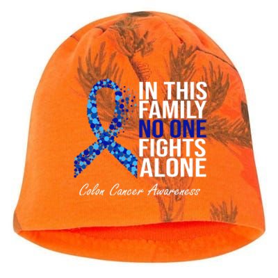 In This Family No One Fights Alone Colon Cancer Ribbon Kati - Camo Knit Beanie