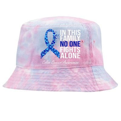 In This Family No One Fights Alone Colon Cancer Ribbon Tie-Dyed Bucket Hat