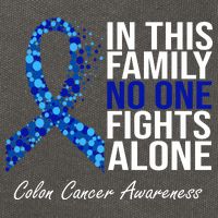 In This Family No One Fights Alone Colon Cancer Ribbon Cotton Canvas Backpack