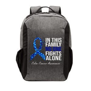 In This Family No One Fights Alone Colon Cancer Ribbon Vector Backpack