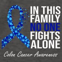 In This Family No One Fights Alone Colon Cancer Ribbon Vector Backpack