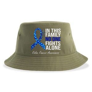 In This Family No One Fights Alone Colon Cancer Ribbon Sustainable Bucket Hat