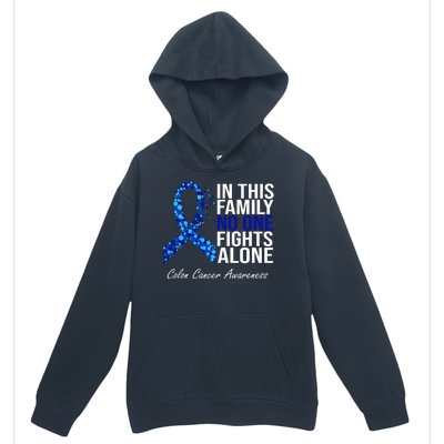 In This Family No One Fights Alone Colon Cancer Ribbon Urban Pullover Hoodie