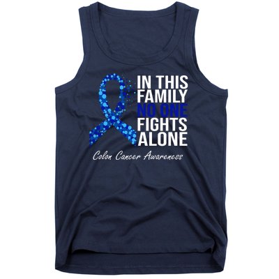 In This Family No One Fights Alone Colon Cancer Ribbon Tank Top