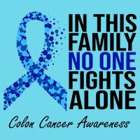 In This Family No One Fights Alone Colon Cancer Ribbon Magnet