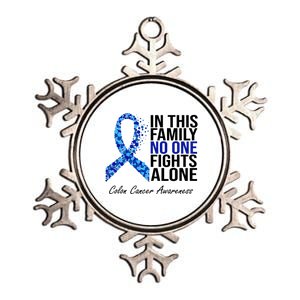 In This Family No One Fights Alone Colon Cancer Ribbon Metallic Star Ornament