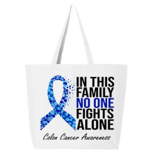 In This Family No One Fights Alone Colon Cancer Ribbon 25L Jumbo Tote