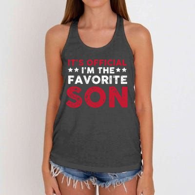 Im The Favorite Son Funny Saying Women's Knotted Racerback Tank