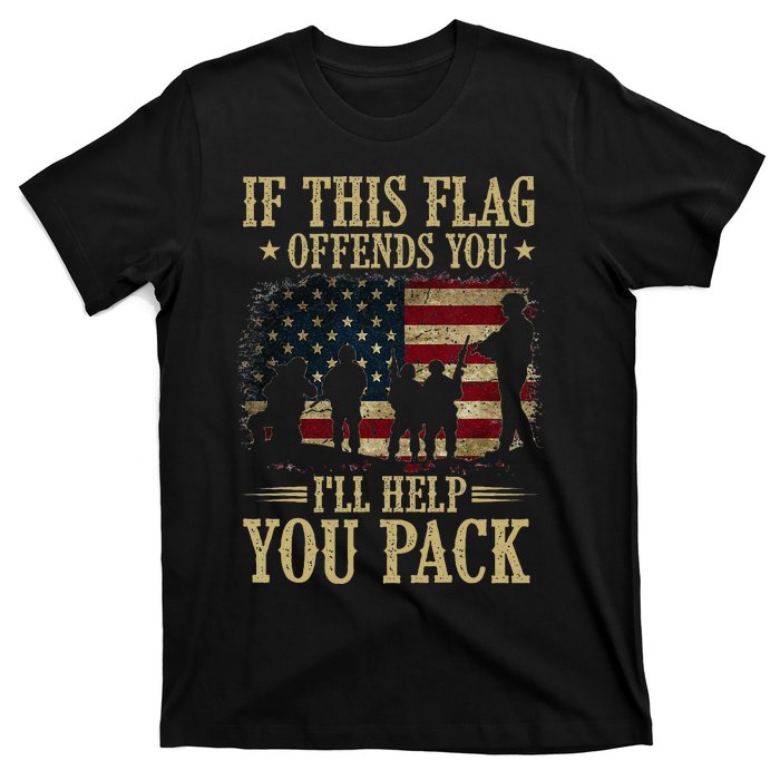 If This Flag Offends You Ill Help You Pack American Flag T-Shirt