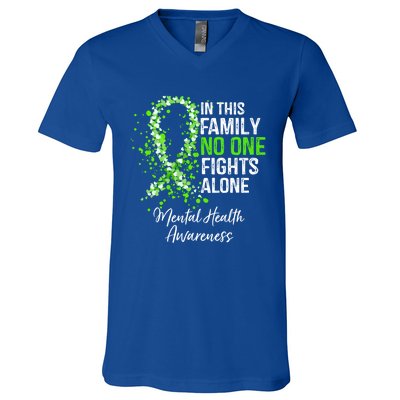 In This Family No One Fights Alone Tal Health Awareness Gift V-Neck T-Shirt