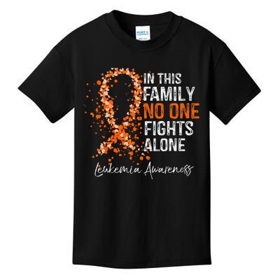 In This Family No One Fights Alone Leukemia Awareness Kids T-Shirt