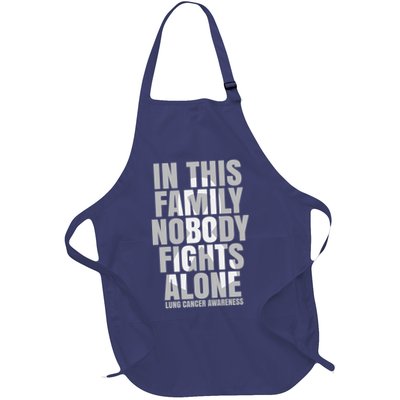 In This Family Nobody Fights Alone Lung Cancer Awareness Full-Length Apron With Pockets