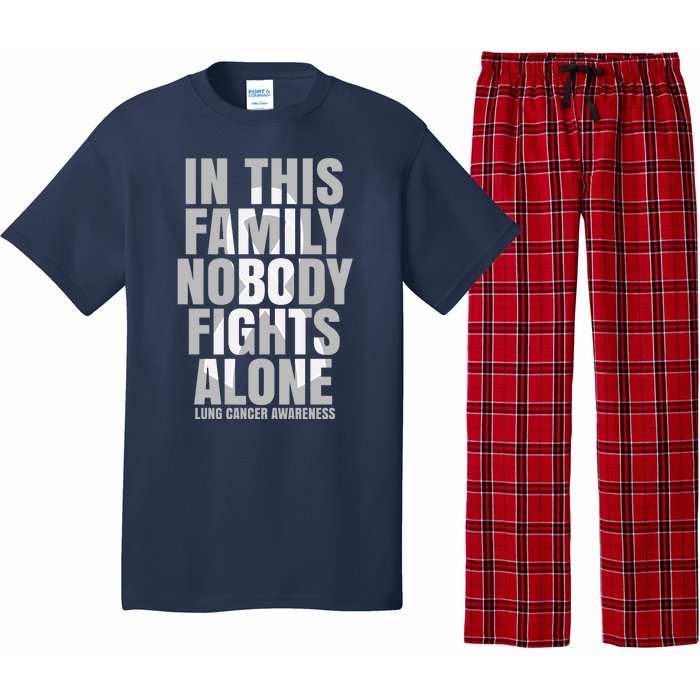 In This Family Nobody Fights Alone Lung Cancer Awareness Pajama Set