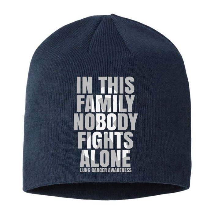 In This Family Nobody Fights Alone Lung Cancer Awareness Sustainable Beanie