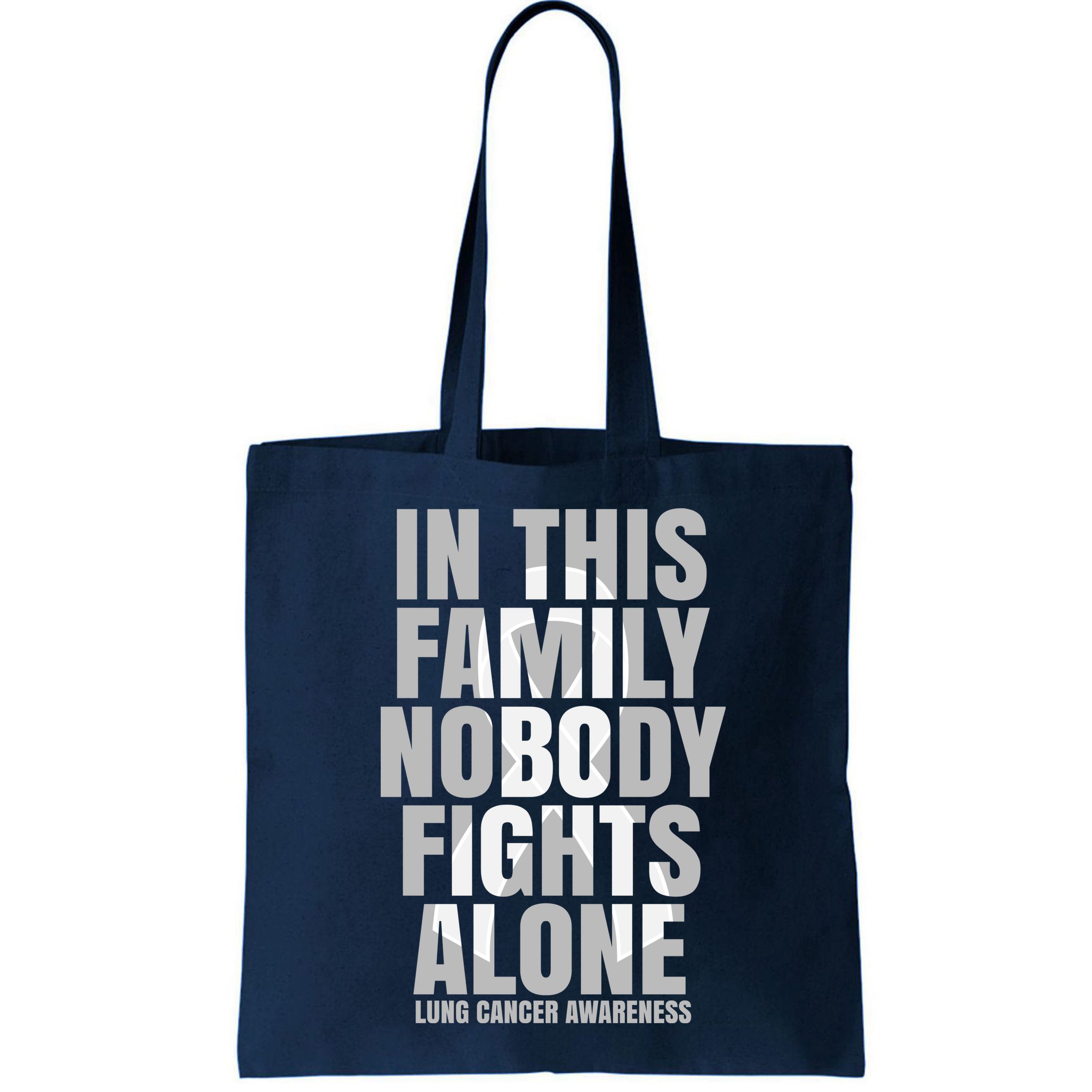 In This Family Nobody Fights Alone Lung Cancer Awareness Bag