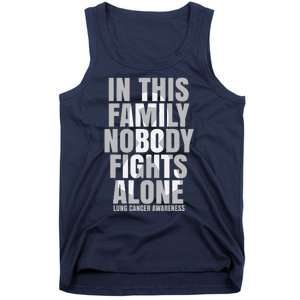 In This Family Nobody Fights Alone Lung Cancer Awareness Tank Top