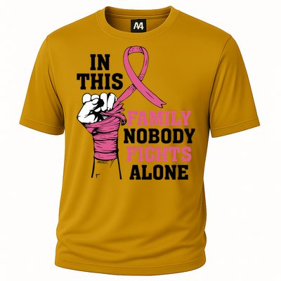 In This Family Nobody Fights Alone Breast Cancer Awareness Cooling Performance Crew T-Shirt