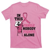 In This Family Nobody Fights Alone Breast Cancer Awareness T-Shirt