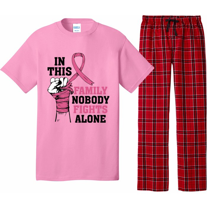 In This Family Nobody Fights Alone Breast Cancer Awareness Pajama Set