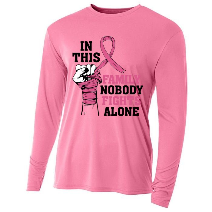 In This Family Nobody Fights Alone Breast Cancer Awareness Cooling Performance Long Sleeve Crew