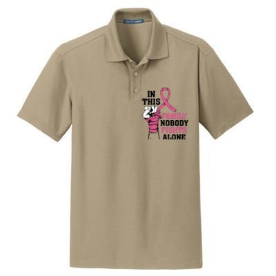 In This Family Nobody Fights Alone Breast Cancer Awareness Dry Zone Grid Polo