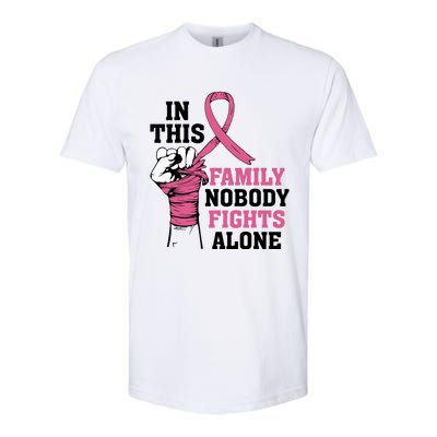 In This Family Nobody Fights Alone Breast Cancer Awareness Softstyle CVC T-Shirt