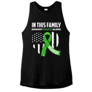 In This Family Nobody Fights Alone Brain Injury Warrior Ladies PosiCharge Tri-Blend Wicking Tank