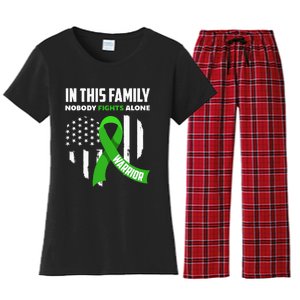 In This Family Nobody Fights Alone Brain Injury Warrior Women's Flannel Pajama Set