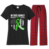 In This Family Nobody Fights Alone Brain Injury Warrior Women's Flannel Pajama Set