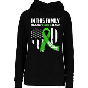 In This Family Nobody Fights Alone Brain Injury Warrior Womens Funnel Neck Pullover Hood