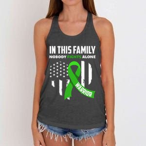 In This Family Nobody Fights Alone Brain Injury Warrior Women's Knotted Racerback Tank