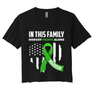 In This Family Nobody Fights Alone Brain Injury Warrior Women's Crop Top Tee