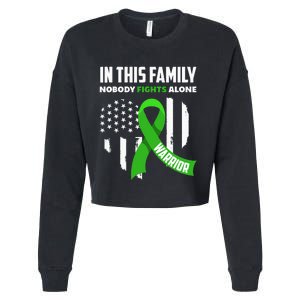 In This Family Nobody Fights Alone Brain Injury Warrior Cropped Pullover Crew