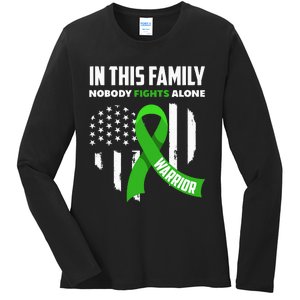 In This Family Nobody Fights Alone Brain Injury Warrior Ladies Long Sleeve Shirt