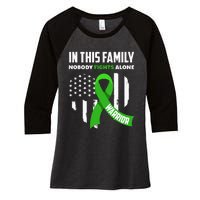 In This Family Nobody Fights Alone Brain Injury Warrior Women's Tri-Blend 3/4-Sleeve Raglan Shirt