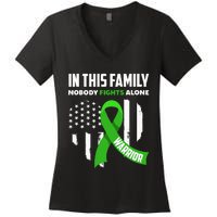 In This Family Nobody Fights Alone Brain Injury Warrior Women's V-Neck T-Shirt