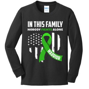 In This Family Nobody Fights Alone Brain Injury Warrior Kids Long Sleeve Shirt