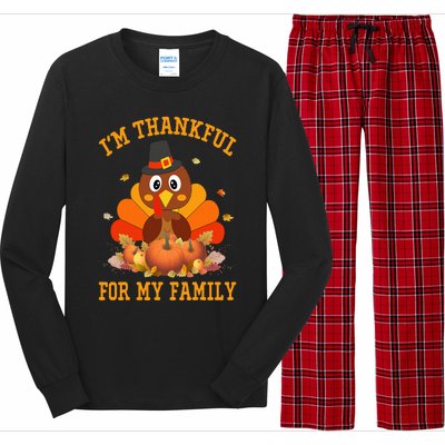 I'm Thankful For My Family Thanksgiving Little Turkey Long Sleeve Pajama Set