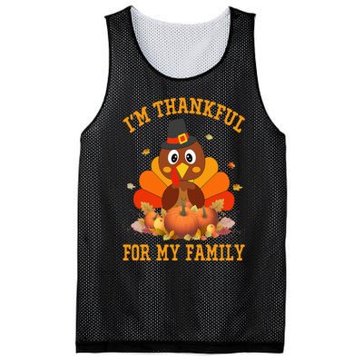 I'm Thankful For My Family Thanksgiving Little Turkey Mesh Reversible Basketball Jersey Tank