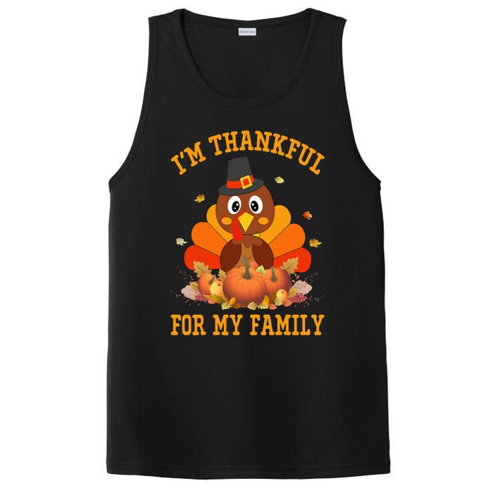 I'm Thankful For My Family Thanksgiving Little Turkey PosiCharge Competitor Tank