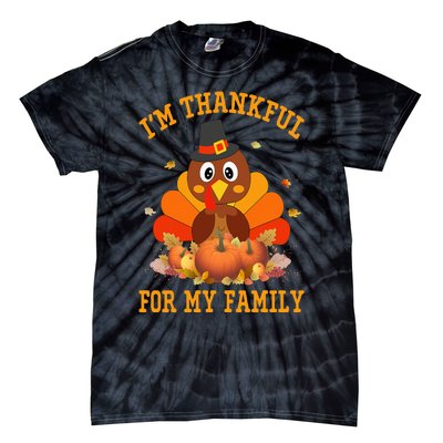 I'm Thankful For My Family Thanksgiving Little Turkey Tie-Dye T-Shirt