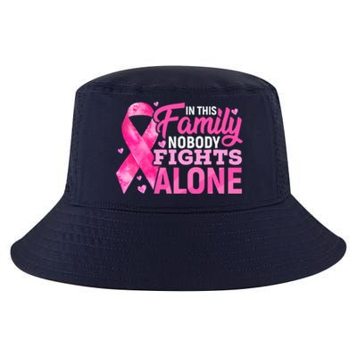 In This Family Nobody Fights Alone We Wear Pink Breast Cancer Awareness Squad Cool Comfort Performance Bucket Hat