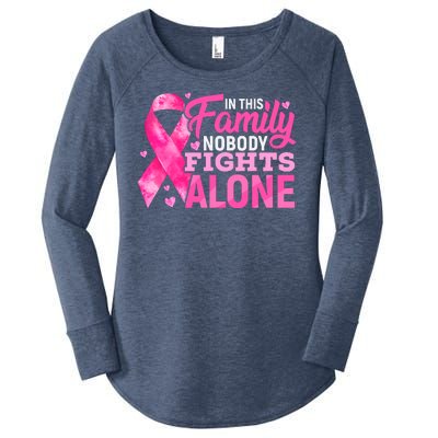 In This Family Nobody Fights Alone We Wear Pink Breast Cancer Awareness Squad Women's Perfect Tri Tunic Long Sleeve Shirt