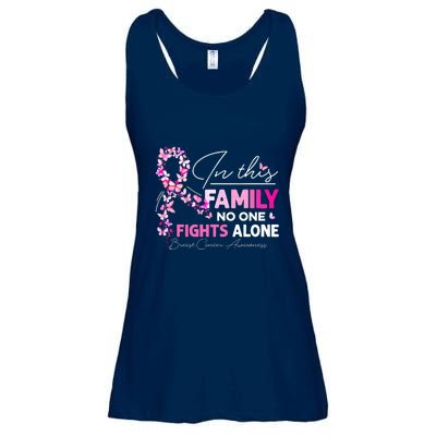 In This Family No One Fight Alone Breast Cancer Awareness Ladies Essential Flowy Tank